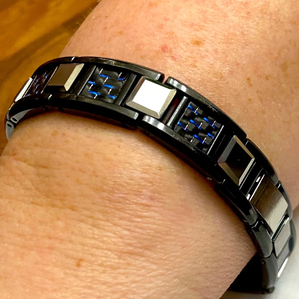 Stainless steel and tungsten mens bracelet from Jared’s